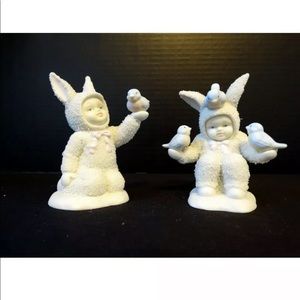 Snowbunnies All The Little Birdies Go Tweet Tweet Tweet Set Of 2 Collectible